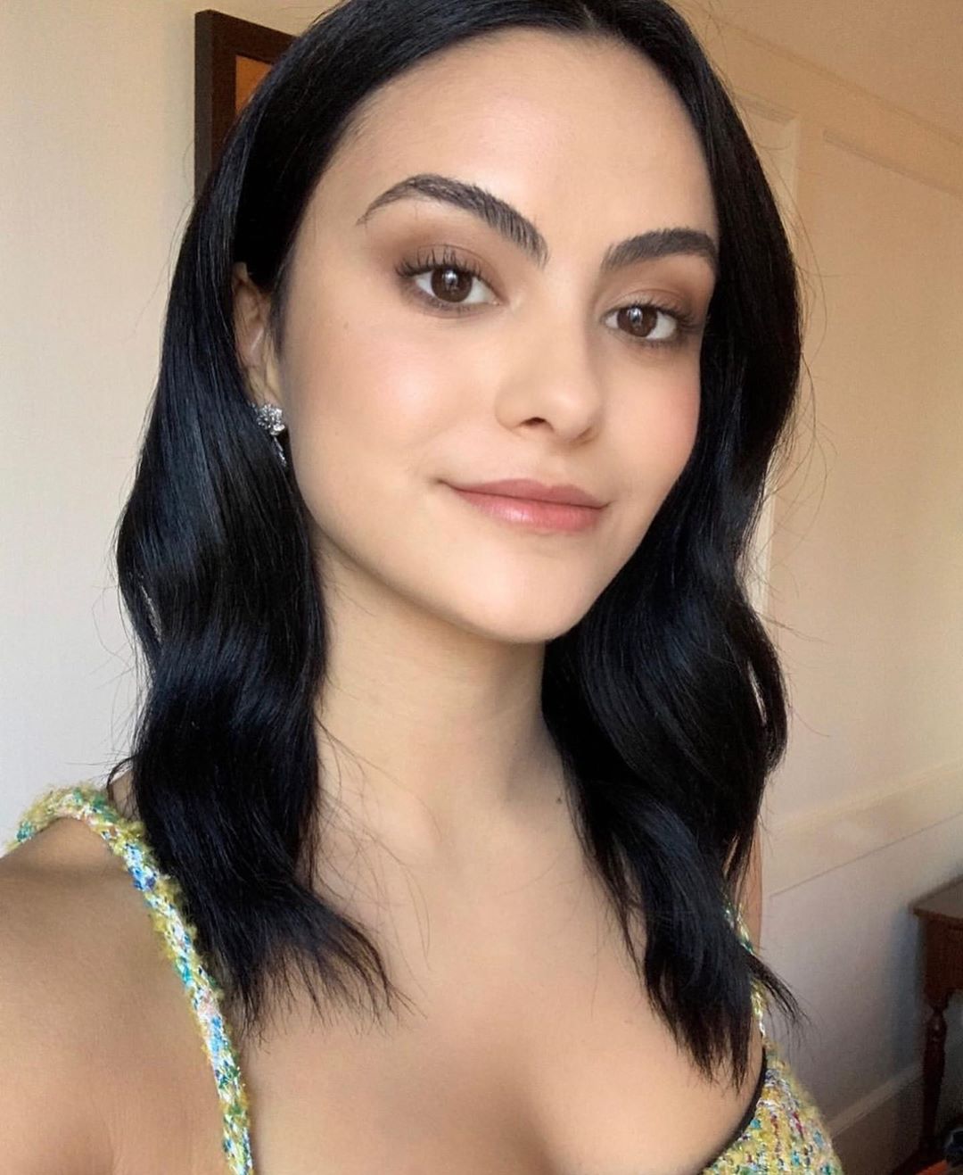 Camila Mendes on Live with Kelly and Ryan 10.23.19 in White Rose Earrings