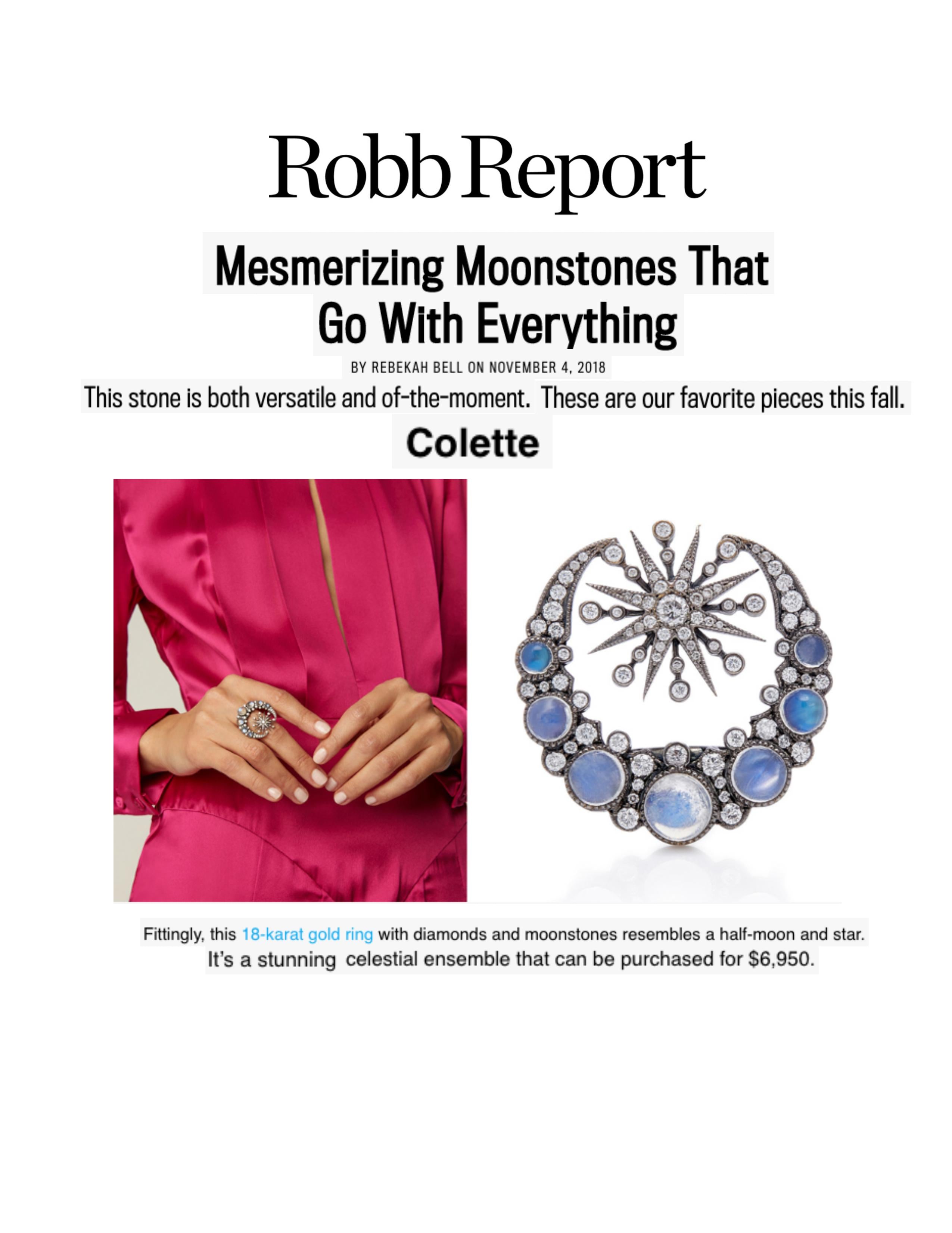 Colette Jewelry featured in - RobbReport.com, Nov 2018