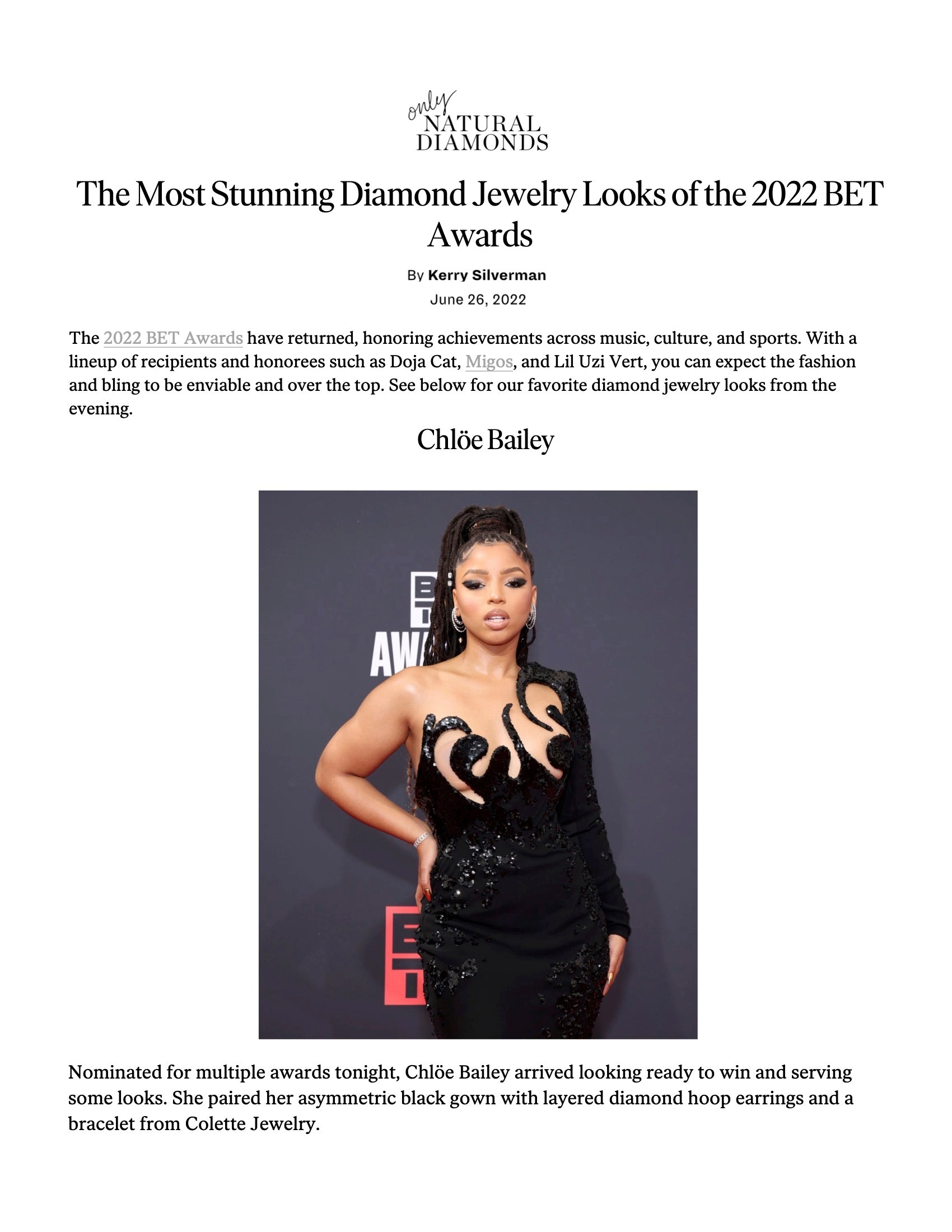 Only Natural Diamonds (Chloe Bailey / BET Awards) 6.27.22