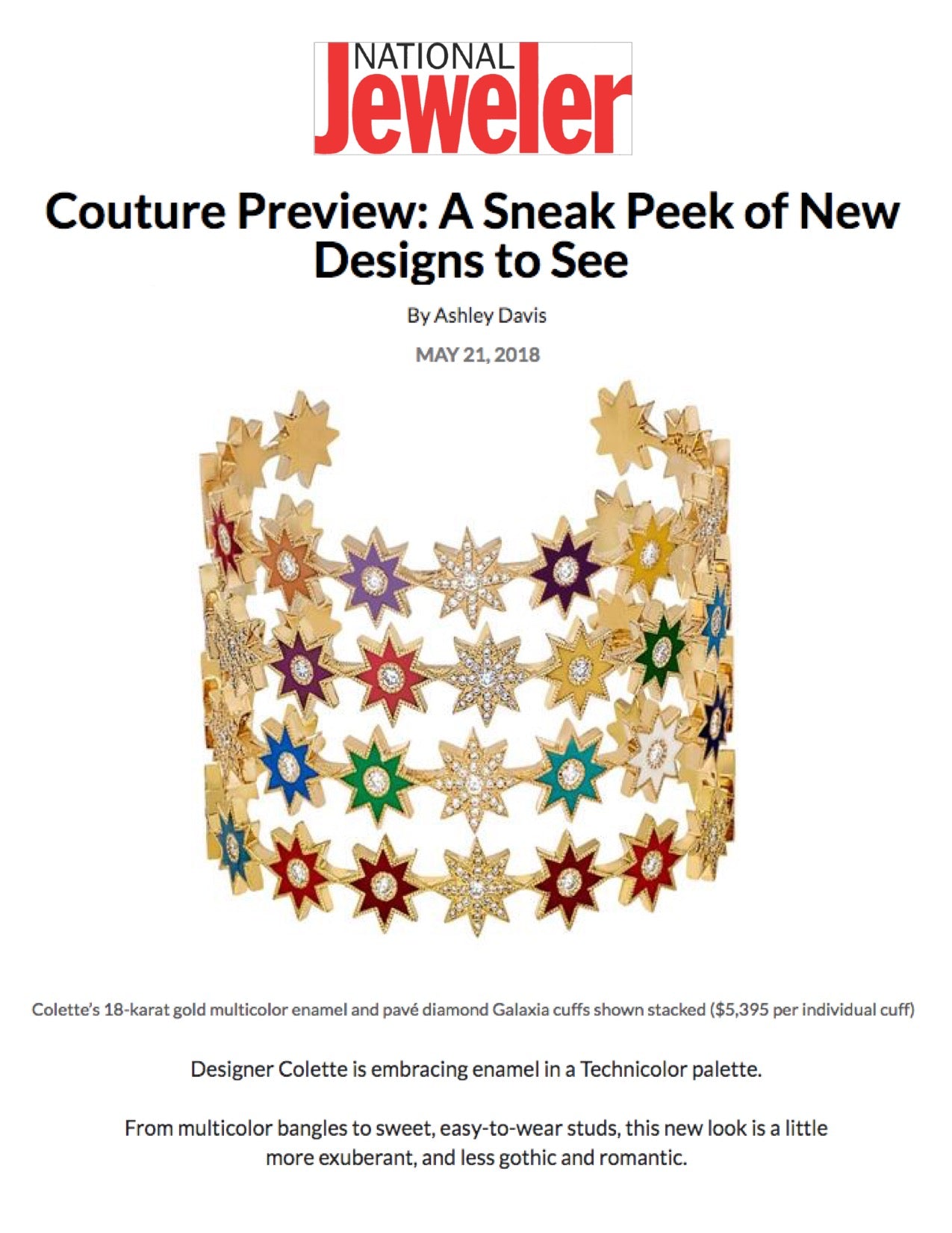 Colette Jewelry featured in National Jeweler