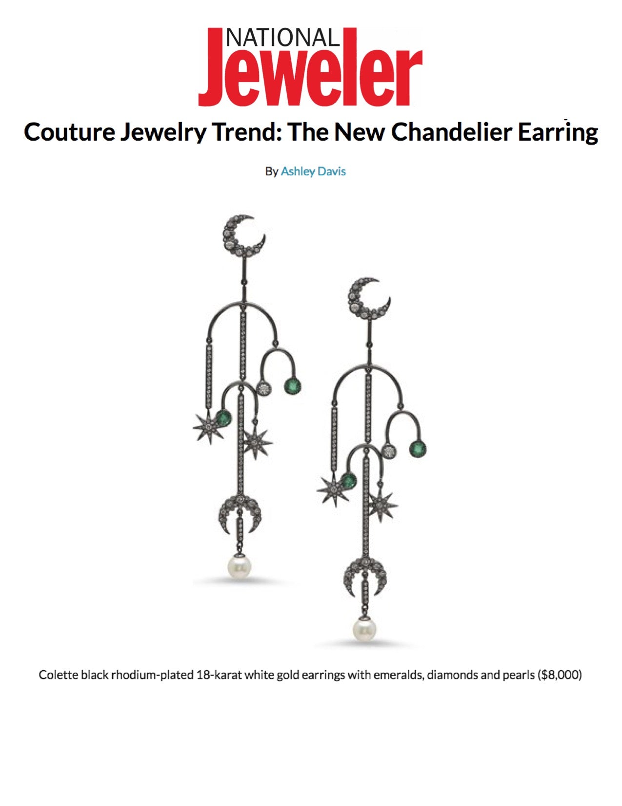 Colette New Chandelier earrings featured in National Jeweler