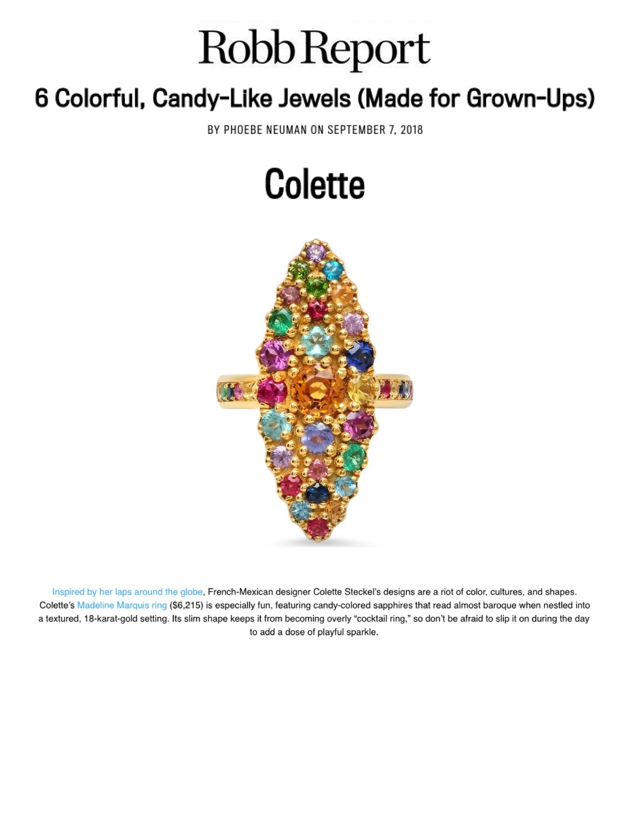 Colette Jewelry featured in RobbReport.com