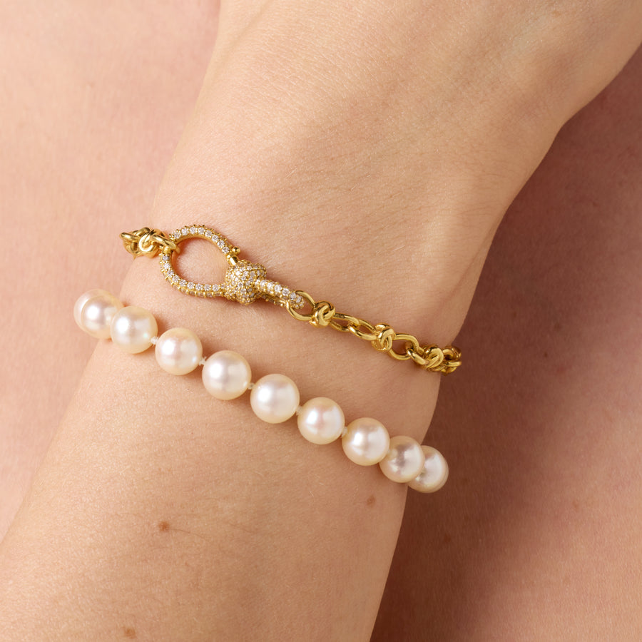 Toi et Moi Chain Bracelet - Pearls and Diamonds