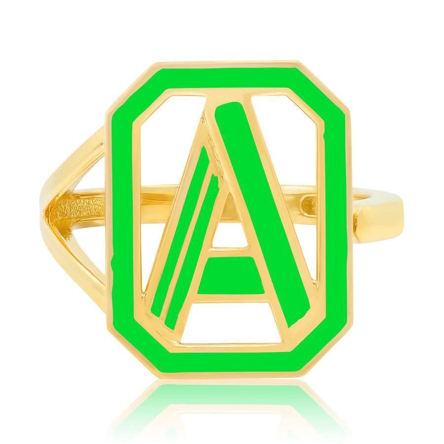 Gatsby Initial Ring - Fifteen Colors