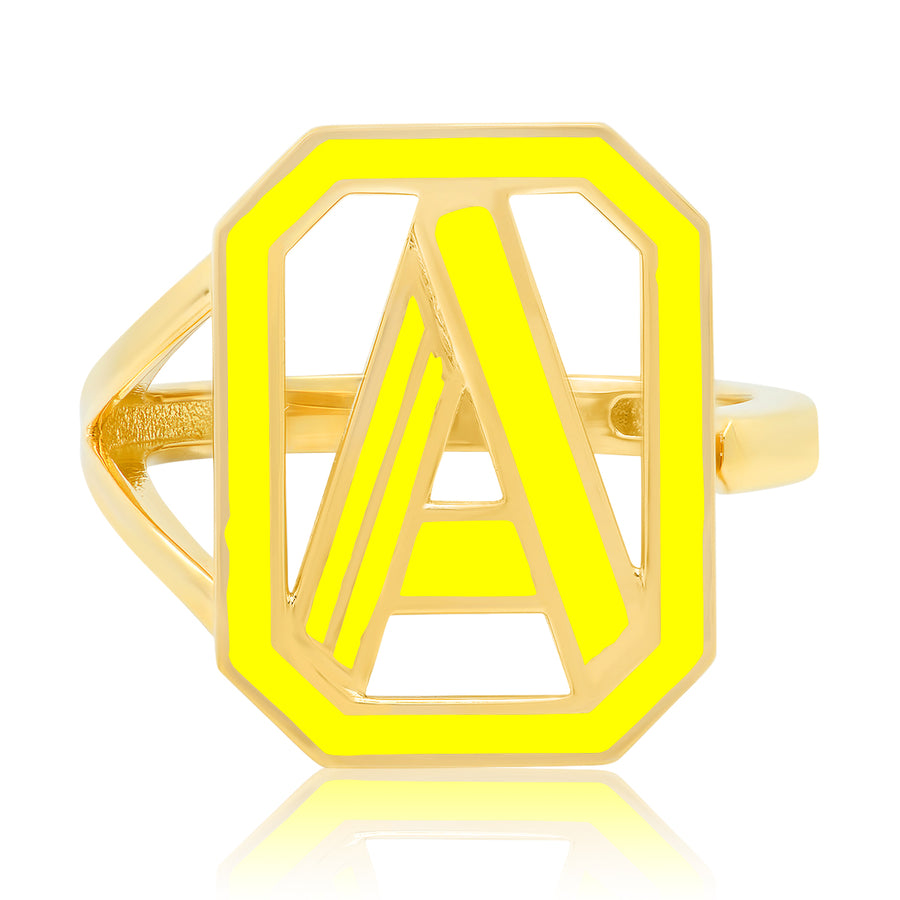 Gatsby Initial Ring - Fifteen Colors