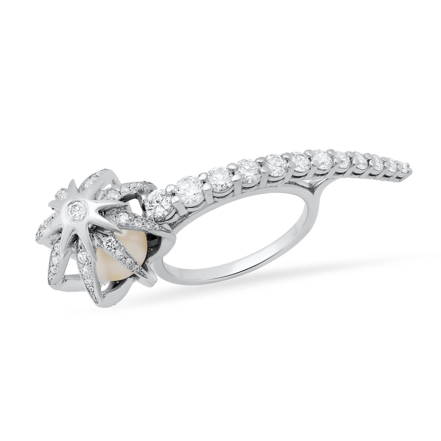 Shooting Star Ring with Akoya Pearl