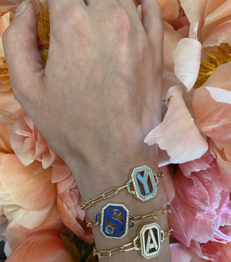 Gatsby Initial Bracelet - Fifteen Colors