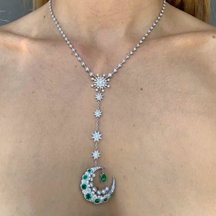 Emerald Mooncage Necklace