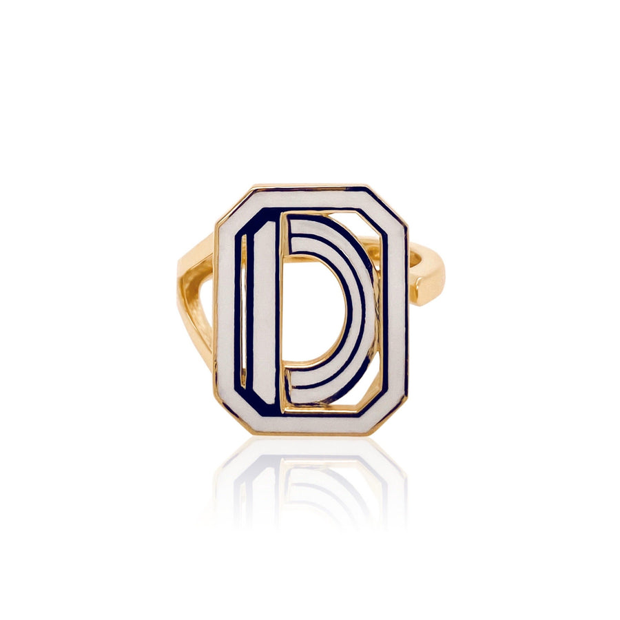 Gatsby Initial Ring - Fifteen Colors