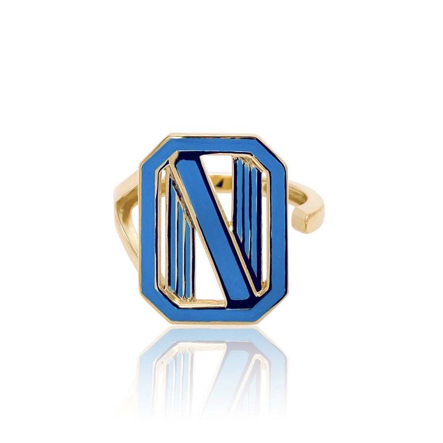 Gatsby Initial Ring - Fifteen Colors