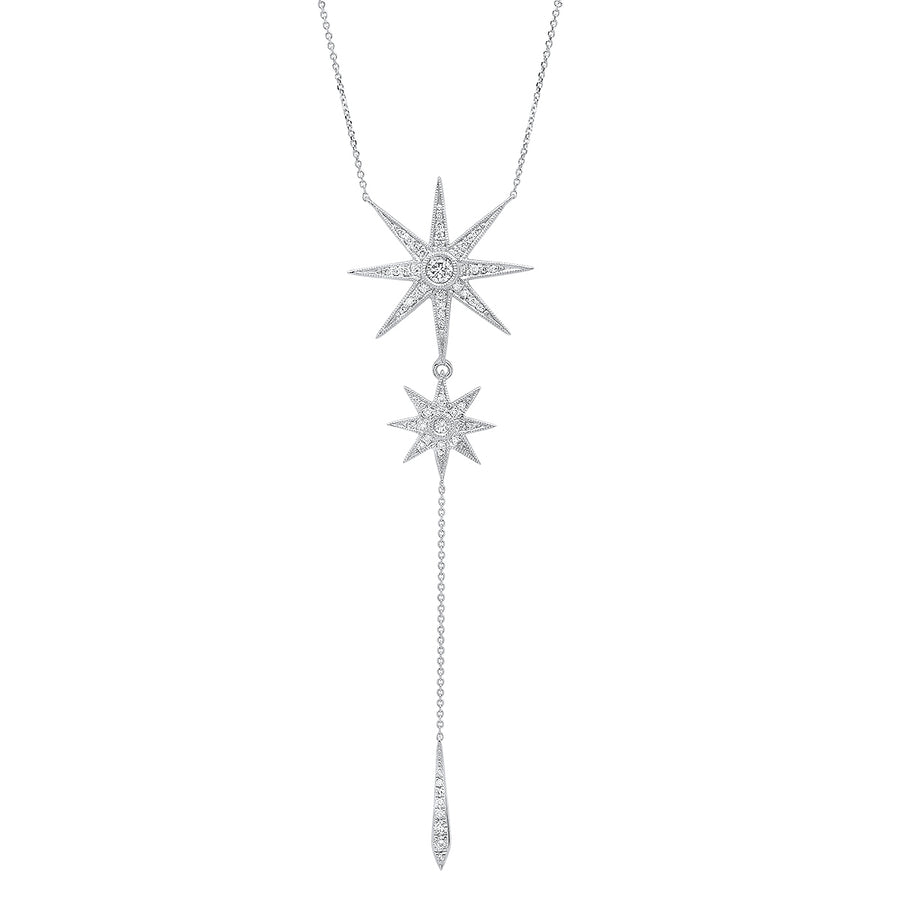 Two Star Drop Necklace - Three Colors