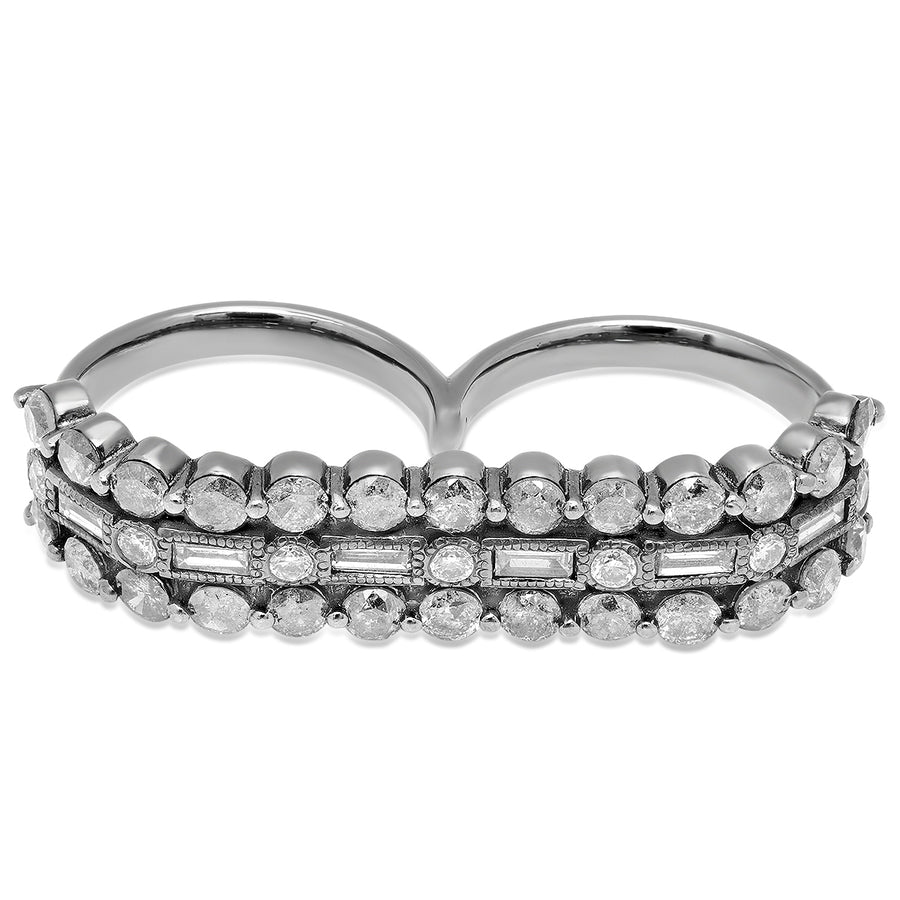 Bold Diamond Double Finger Ring