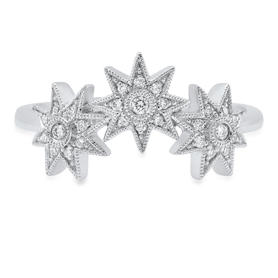 Curved Three Star Ring - Three Colors