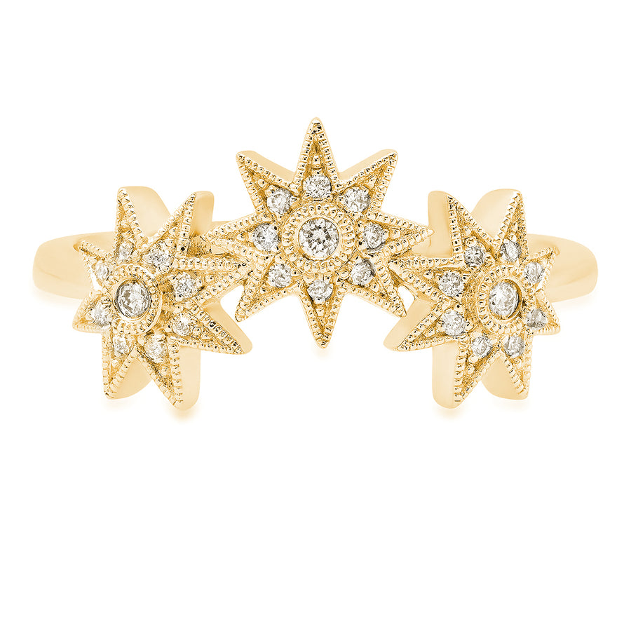 Curved Three Star Ring - Three Colors