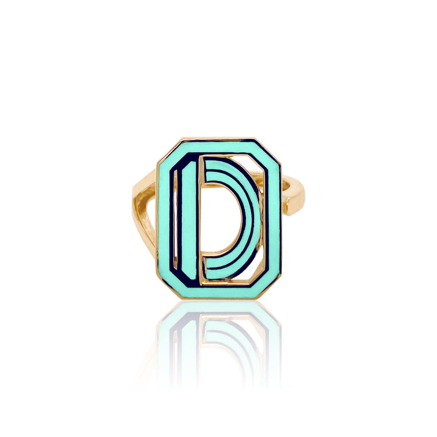 Gatsby Initial Ring - Fifteen Colors