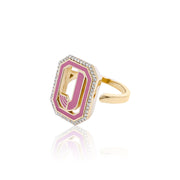 Gatsby Initial Ring with Diamonds - Fifteen Colors