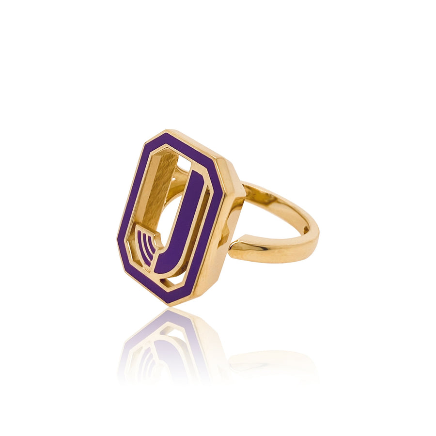 Gatsby Initial Ring - Fifteen Colors