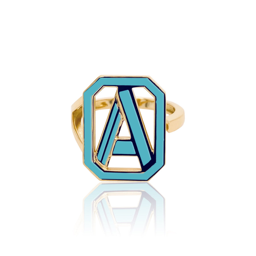 Gatsby Initial Ring - Fifteen Colors