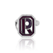 Gatsby Initial Ring with Diamonds - Fifteen Colors