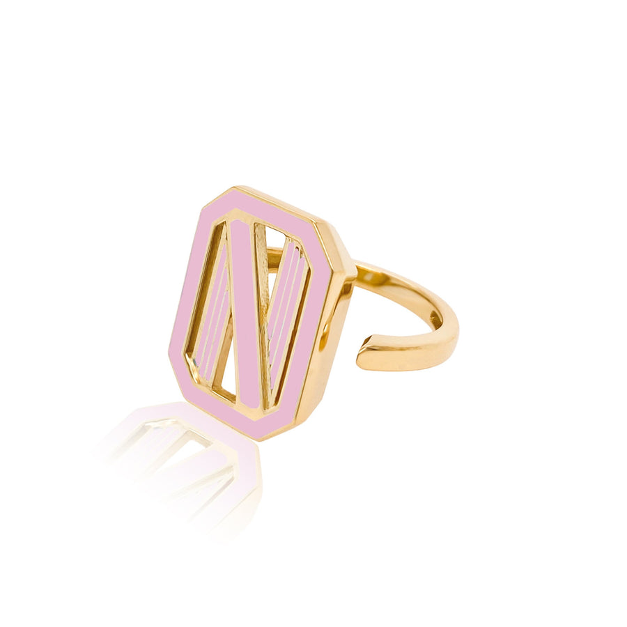 Gatsby Initial Ring - Fifteen Colors