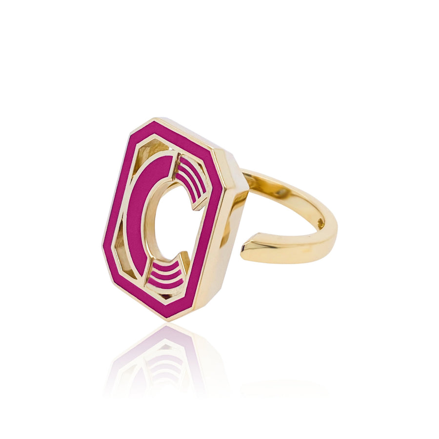 Gatsby Initial Ring - Fifteen Colors