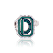 Gatsby Initial Ring with Diamonds - Fifteen Colors